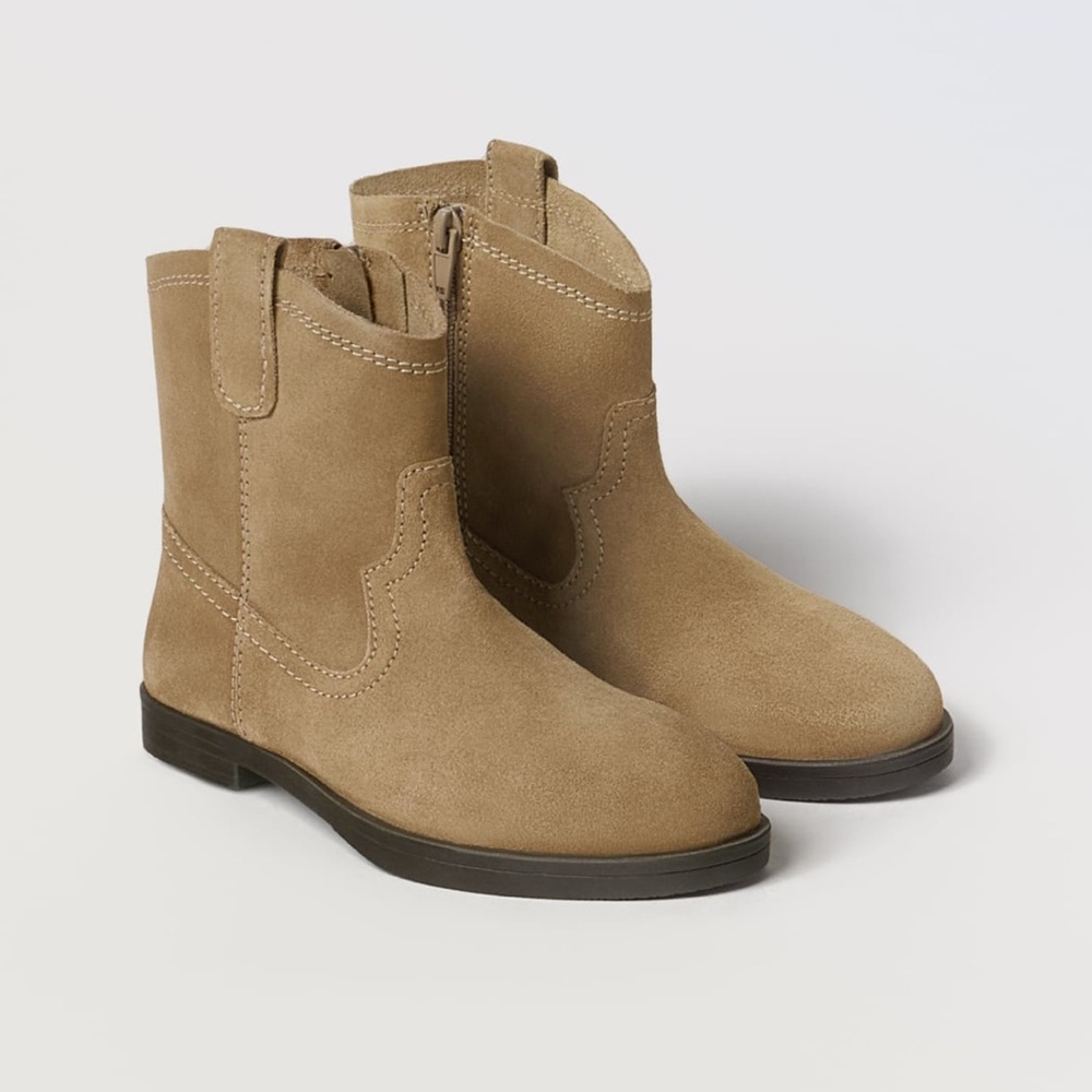 Zara leather Kids Brown Boots - Picture 1 of 6